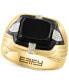 ფოტო #1 პროდუქტის EFFY® Men's Onyx & Diamond (1/10 ct. t.w.) Ring in Gold-Plated Sterling Silver