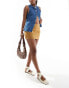 Фото #4 товара Bershka faux suede mini skirt in tan