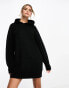 Фото #2 товара Miss Selfridge knitted oversized hoodie dress in black