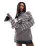 Фото #1 товара NA-KD high neck jumper in greay stripe