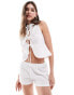 Фото #3 товара ASOS DESIGN textured boxer short co ord in ivory