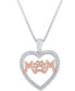 ფოტო #1 პროდუქტის Diamond Mom Paw-Print 18" Pendant Necklace (1/10 ct. t.w.) in Sterling Silver and 14k Rose Gold Over Sterling Silver