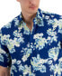 Фото #3 товара Рубашка Club Room мужская Noche с цветочным принтом на короткий рукав, льняная, создана для Macy's
