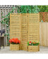 Фото #2 товара Wood Privacy Screen w/ 4 Raised Planter Box, 3 Panels & Drainage Holes