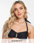 Фото #1 товара The Frolic Maternity marin trim detail bikini top in black