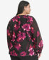 Фото #2 товара Plus Size Floral-Print Pleated Blouse