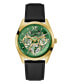 ფოტო #1 პროდუქტის Men's Multi-Function Black Genuine Leather Watch 42mm