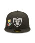 Фото #3 товара Men's Black Las Vegas Raiders Crown 3x Super Bowl Champions 59FIFTY Fitted Hat
