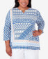 ფოტო #1 პროდუქტის Plus Size Bayou Geometric 3/4 Sleeve Top