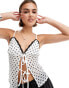 ASOS DESIGN polka dot mesh cami with contrast lace trim in white