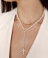 Imitation Pearl Cross Drop Lariat 18K Gold Plated Necklace Set, 2 Pieces