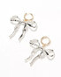 Фото #2 товара ASOS DESIGN hoop earrings with bow charm detail in gold tone