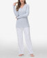 Women's Henley Top with Microlight Lounge Pant Set, 2 Piece