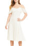 Фото #1 товара H Halston 163258 Women's Cold Shoulder Midi A-Line Dress Ivory Sz. 14