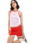 Pieces contrast trim tank vest top in pink and red Розовый, XXL - EU 44 - фото #1