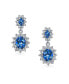 Crown Halo Oval Cubic Zirconia Small Simulated Blue Sapphire AAA CZ Fashion Dangle Drop Earrings For Prom Bridesmaid Wedding Rhodium Plated