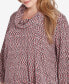 ფოტო #3 პროდუქტის Plus Size Cowl Neck Space Dyed Chenille Top with Side Tie