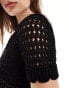 Фото #2 товара Mango crochet knitted t-shirt in black