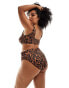 Фото #4 товара ASOS DESIGN Curve Adrienne high leg high waist bikini bottom in oversized animal