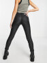 River Island Molly mid rise waxed coated skinny jeans in black