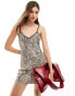 Фото #2 товара Pull&Bear contrast trim cami mini dress in leopard print