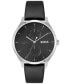 ფოტო #1 პროდუქტის Men's Tyler Quartz Multifunction Black Leather Watch 43mm