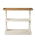 35.5" X 14" X 32" Distressed White And Natural Wood Shelf Tray, French Country Console Table