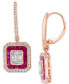 ფოტო #1 პროდუქტის EFFY® Ruby (1-1/2 ct. t.w.) & Diamond (7/8 ct. t.w.) Leverback Drop Earrings in 14k Rose Gold