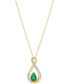 ფოტო #1 პროდუქტის Sapphire (7/8 ct. t.w.) & Diamond (1/10 ct. t.w.) Pear Halo 18" Pendant Necklace in 14k Gold (Also in Emerald)
