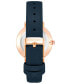 Фото #2 товара Women's Quartz Navy Faux Leather Band Watch, 36mm