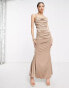 Фото #1 товара Femme Luxe draped corset maxi dress in taupe