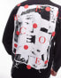 Topman oversized fit long sleeve t-shirt with front and back welcome print in black Черный, L - Chest 42 - фото #3