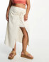 Vero Moda Curve wrap tie midi skirt in white