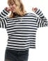 Monki long sleeve top in red and pink stripes