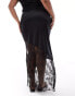 Фото #3 товара ASOS DESIGN Curve satin maxi skirt with lace insert in black