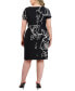 Фото #2 товара Plus Size Floral-Print Faux-Wrap Dress