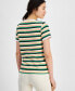 Фото #2 товара Women's Striped Short-Sleeve Logo Tee