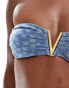 Kulani Kinis x Lexi Hidalgo mega v strapless bandeau bikini top in Daisy Denim