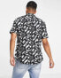 ASOS DESIGN stretch slim shirt in black abstract print