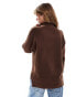 Threadbare high neck oversized jumper in dark brown