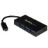 StarTech.com 4-Port USB-C Hub - USB-C to 1x USB-C and 3x USB-A - USB 3.0 Hub - USB 3.2 Gen 1 (3.1 Gen 1) Type-C - USB 3.2 Gen 1 (3.1 Gen 1) Type-A - 5000 Mbit/s - Black - Plastic - CE - FCC - RoHS