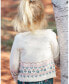 ფოტო #3 პროდუქტის Big Girls Jacquard Knit Cardigan Off White With Flowers