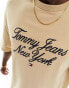 Tommy Jeans new york script logo t-shirt in sand