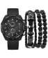 ფოტო #1 პროდუქტის Men's Black Polyurethane Strap Watch 40mm Gift Set