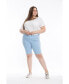 Фото #1 товара Plus Size Mid Rise Bermuda Shorts