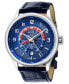 ფოტო #1 პროდუქტის Men's Giromondo Swiss Quartz Blue Leather Strap Watch 42mm