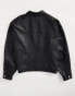 ASOS DESIGN Premium real leather harrington jacket in black