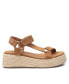 ფოტო #2 პროდუქტის Women's Suede Strappy Sandals With Jute Platform By XTI