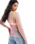 & Other Stories mesh long sleeve top in pretty pink blurred panel print