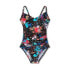 Фото #4 товара Women's UPF 50 Ring Back One Piece Swimsuit - Aqua Green Multi Black L